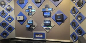 A car audio display in an audio shop