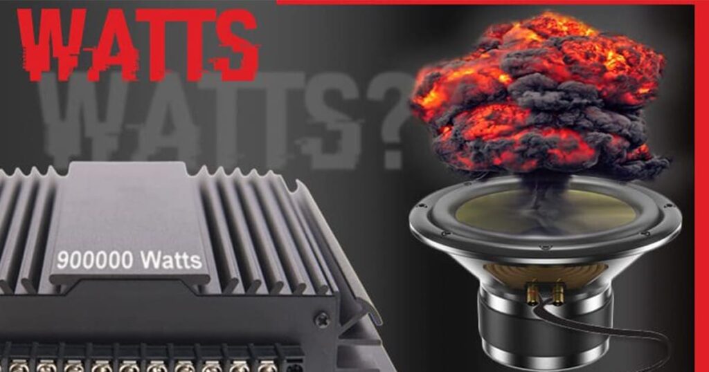 An image of an amplifier and a speaker with an explosion coming out of it